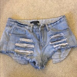 Light blue denim shorts